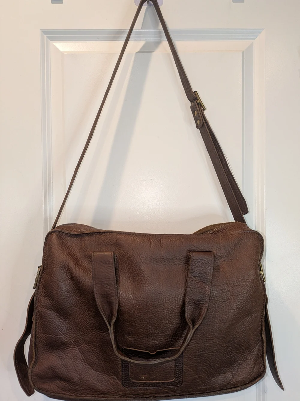 Dr. Martens Brown Pebbled Leather Messenger Laptop Briefcase Crossbody Bag